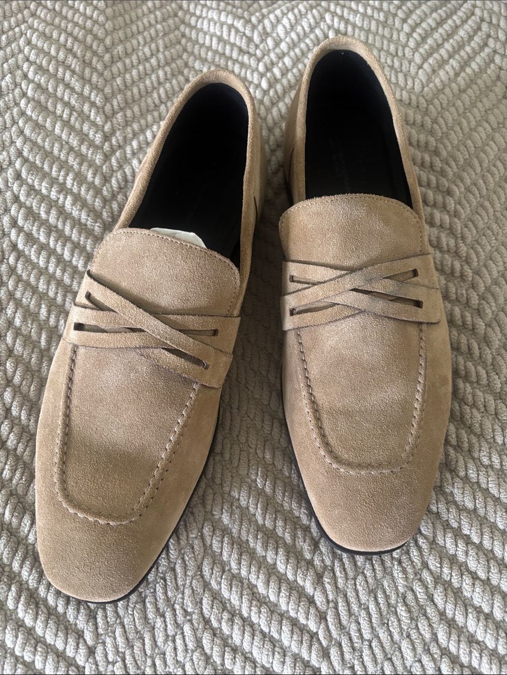 Brand New, Stuart Weitzman Tan Suede Loafers – Slip-On Dress Casual
